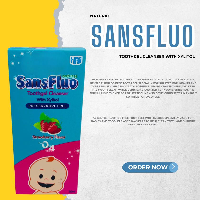SANSFLUO (ToothGel Cleanser with Xylitol) from 0 to 4 years.