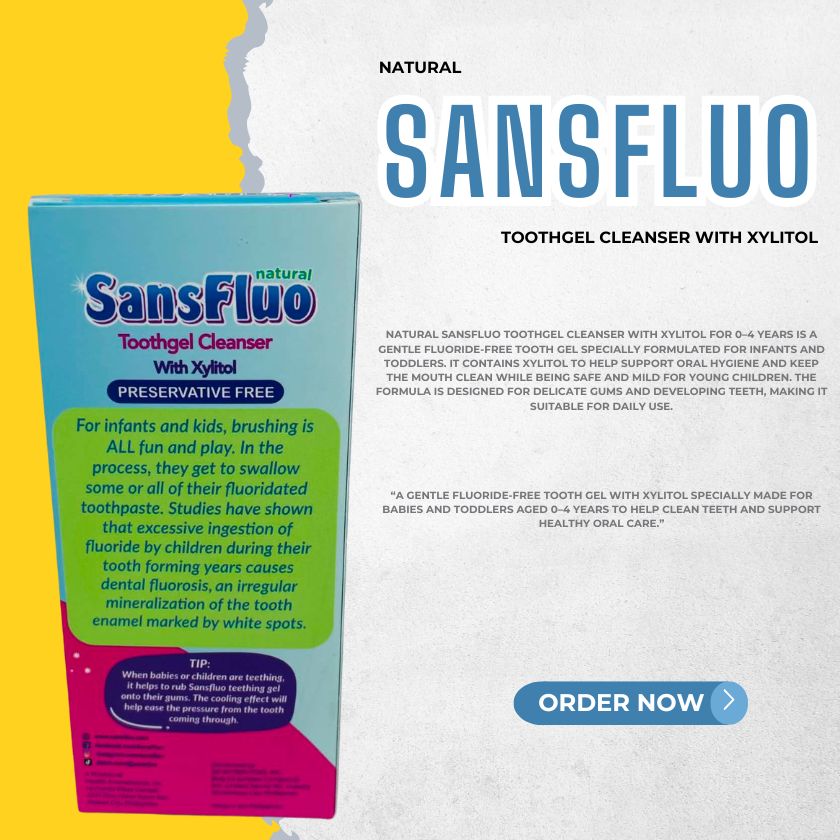 SANSFLUO (ToothGel Cleanser with Xylitol) from 0 to 4 years.