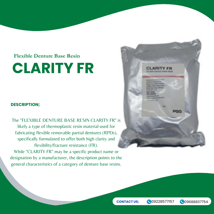 CLARITY FR (Flexible Denture Base Resin) 1kg/100grams.