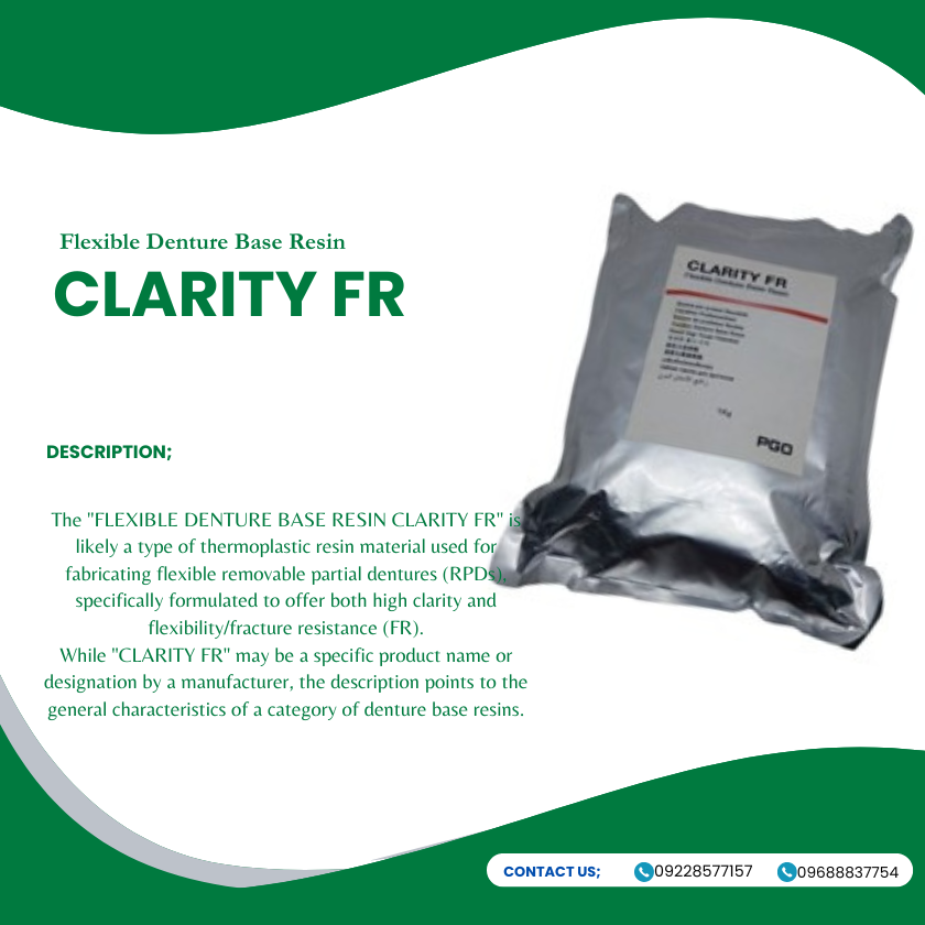 CLARITY FR (Flexible Denture Base Resin) 1kg/100grams.