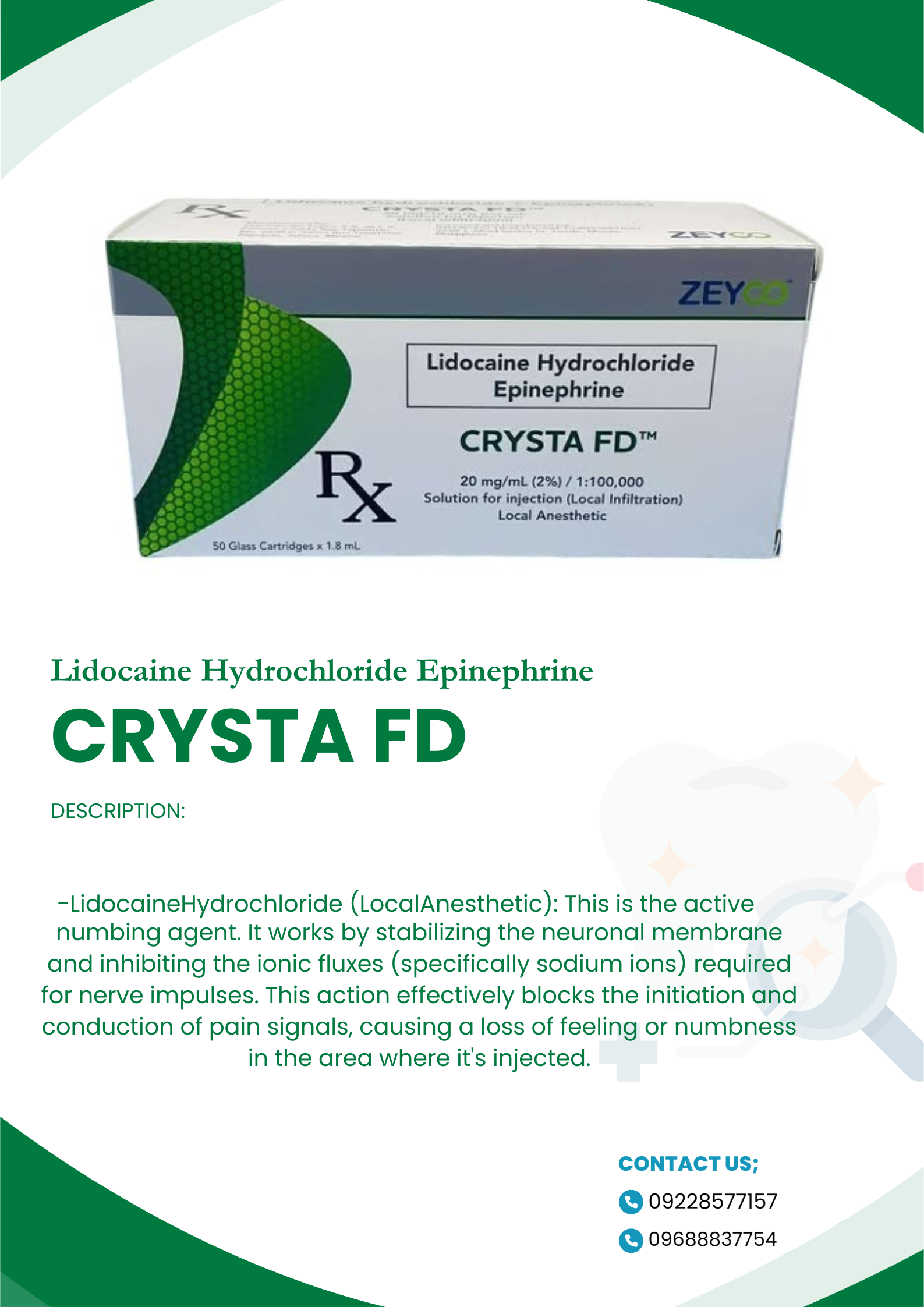 ZEYCO (Lidocaine Hydrochloride Epinephrine) CRYSTA FD