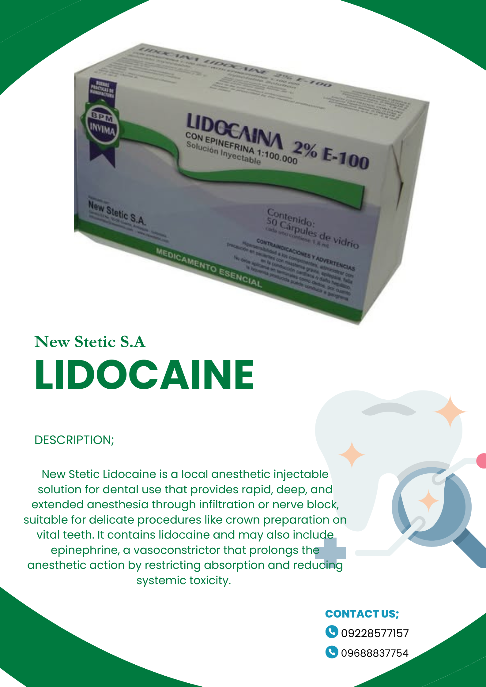 NEW STETIC (Lidocaine 2% E-100)