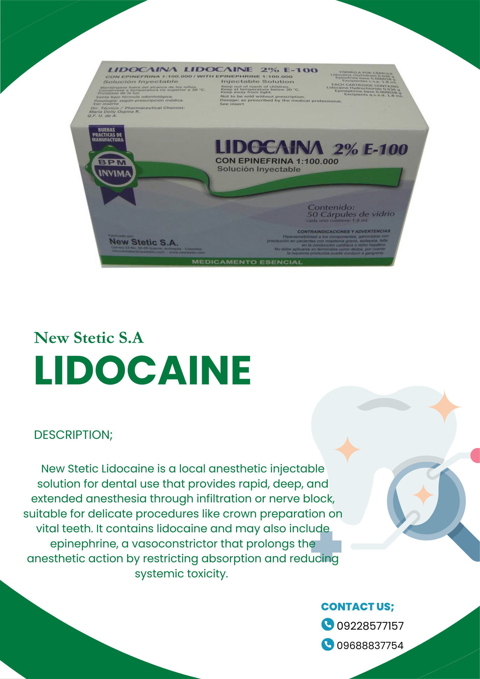 NEW STETIC (Lidocaine 2% E-100)