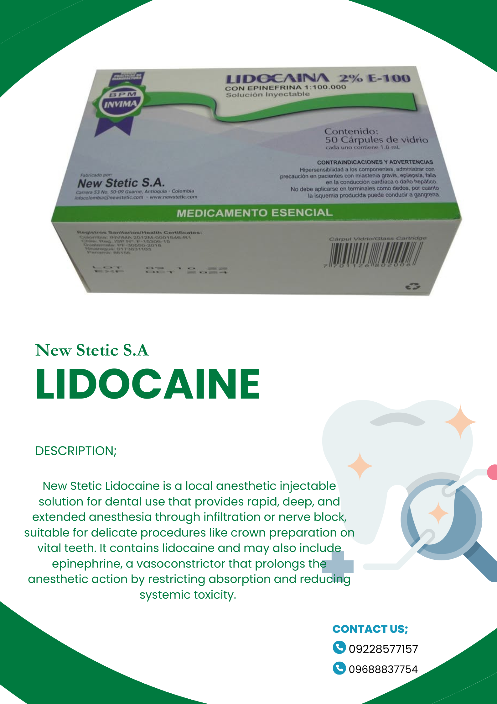 NEW STETIC (Lidocaine 2% E-100)