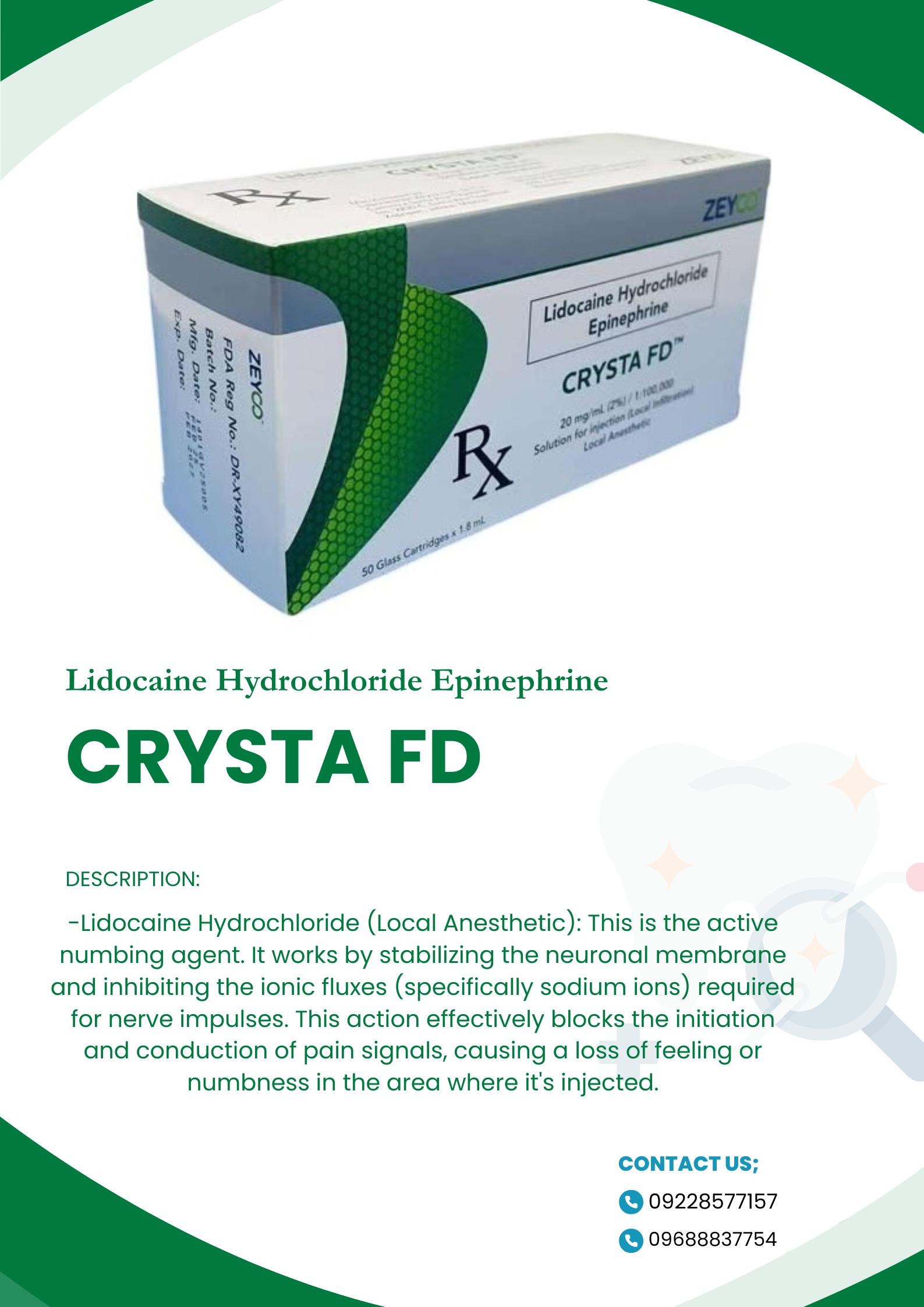 ZEYCO (Lidocaine Hydrochloride Epinephrine) CRYSTA FD